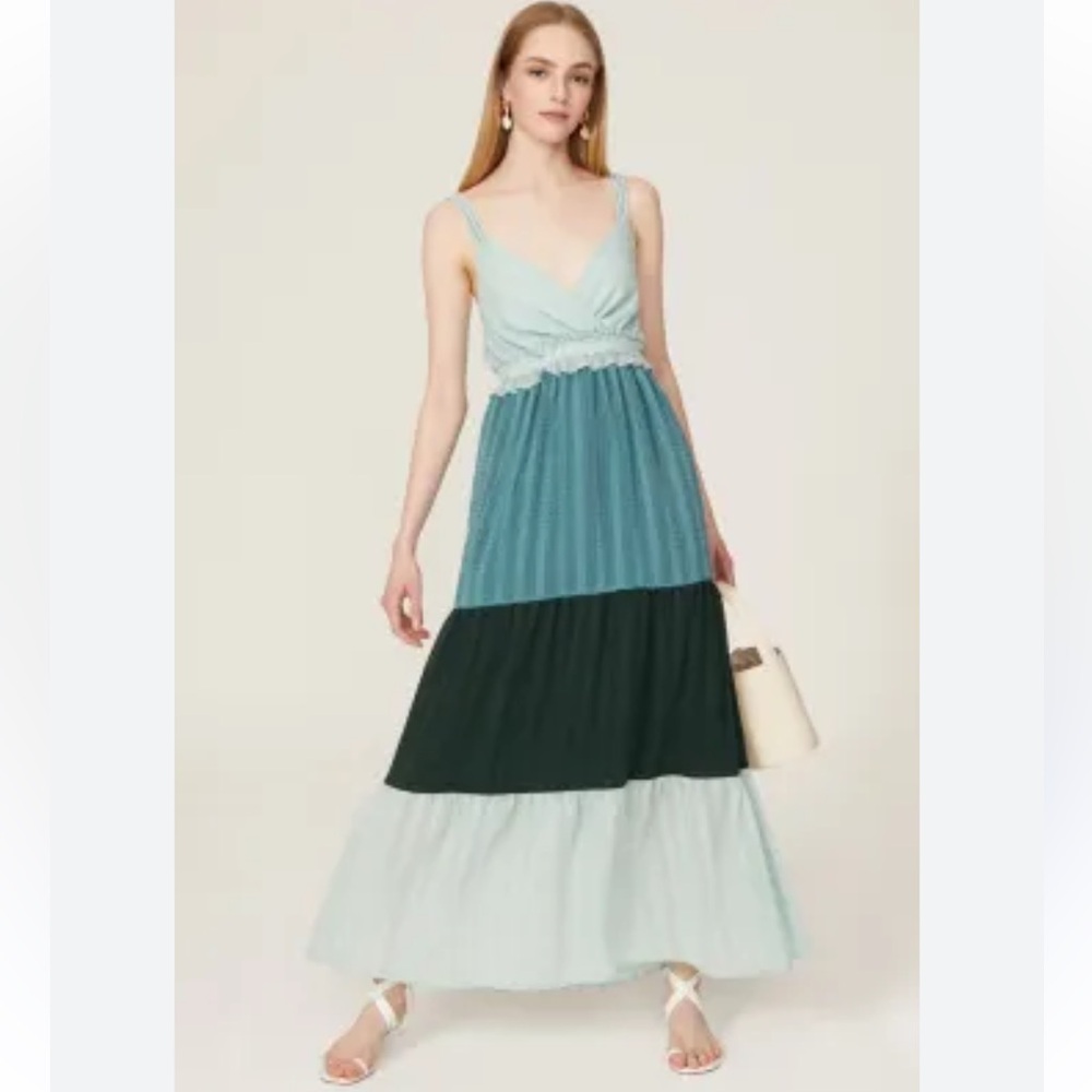 Slate& Willow Tiered Colorblock Maxi Dress Size L‎